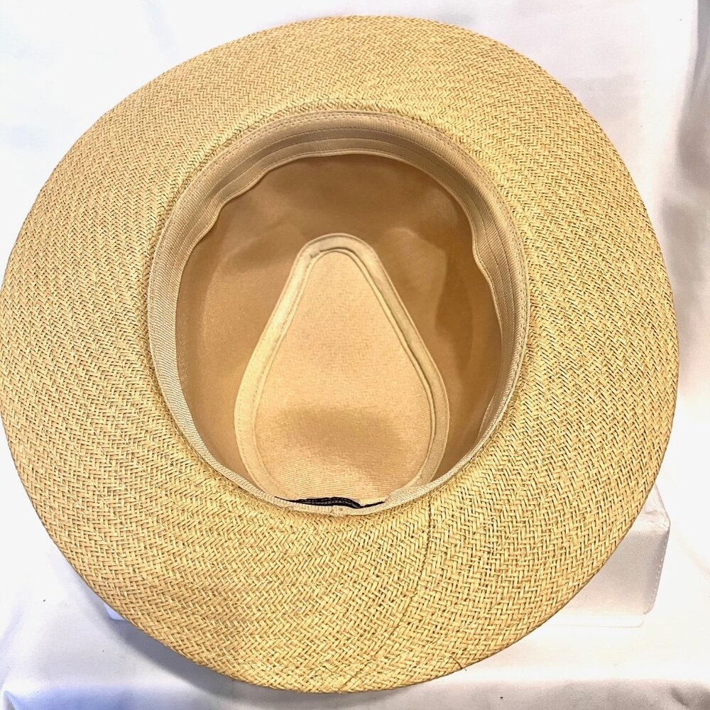 Panama Jack Original Tan Straw Natural Hat-Brown Band-12 1/2' dia.-Inside 6 1/2 - Picture 9 of 15